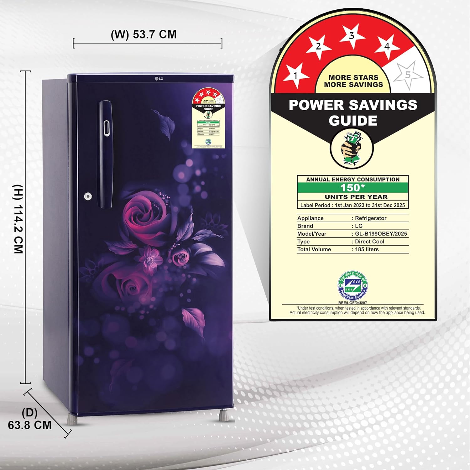 LG 185 L, 4 Star, Smart Inverter, Direct-Cool Single Door Refrigerator - Image 3