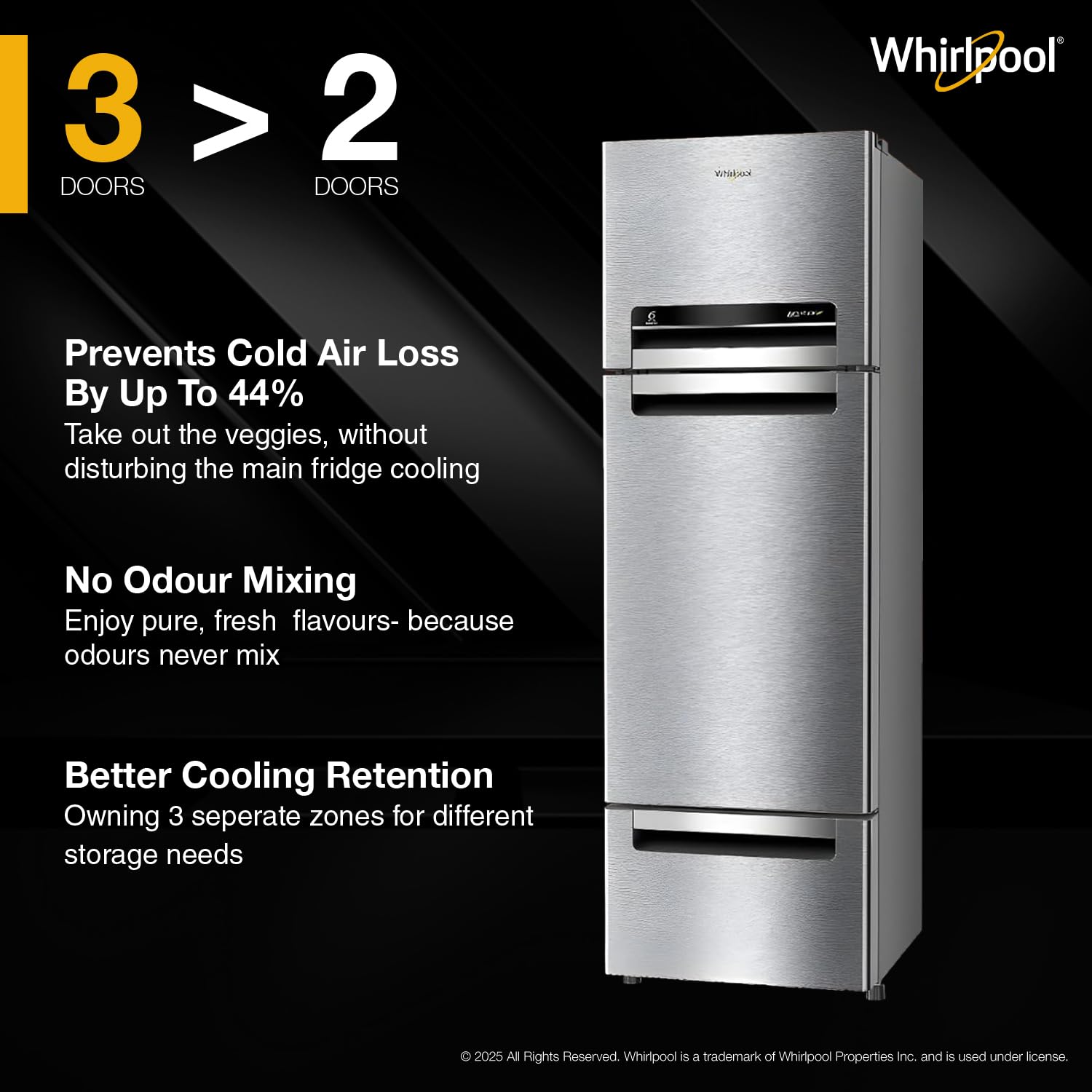 Whirlpool 215 L Frost Free Triple-Door Refrigerator - Image 6