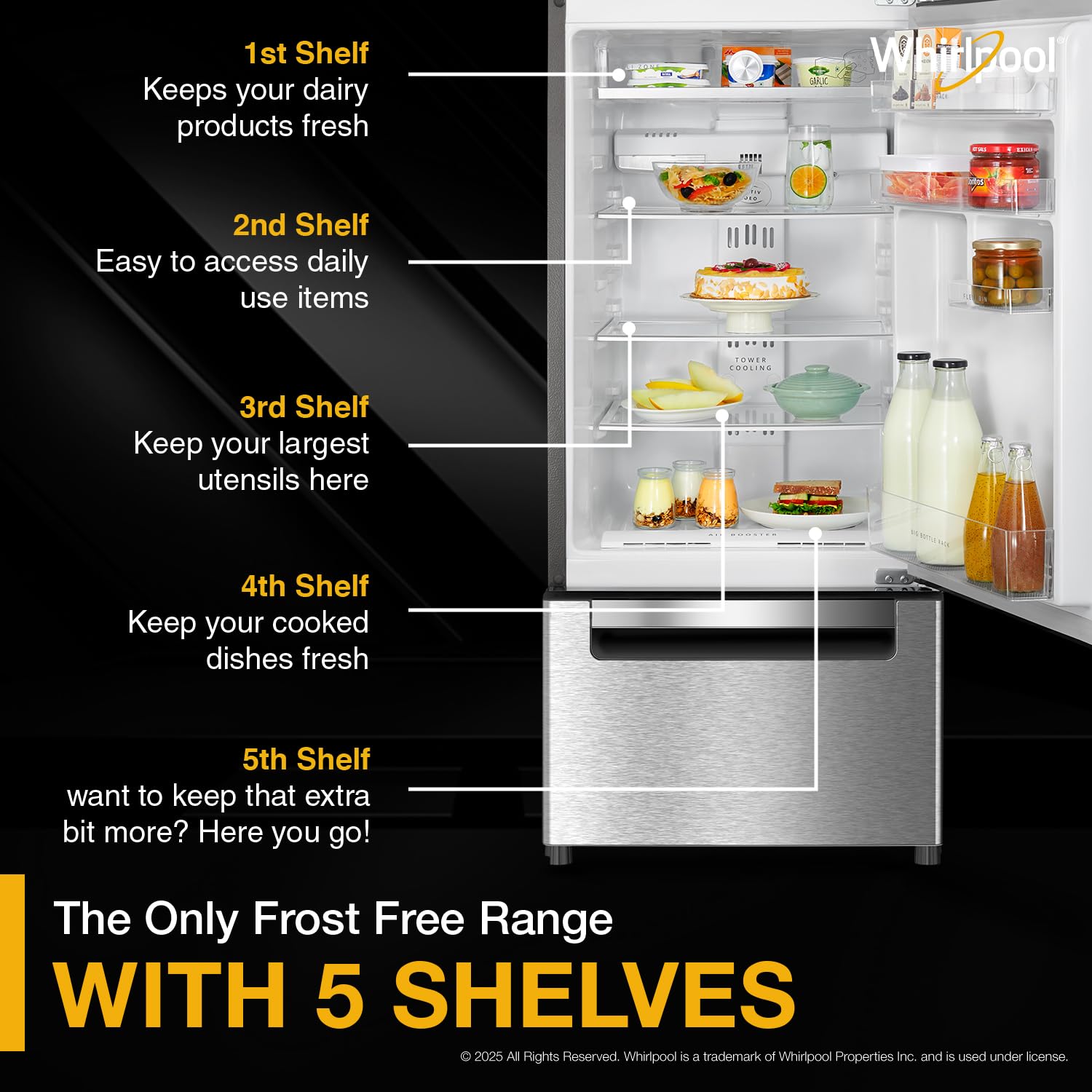 Whirlpool 215 L Frost Free Triple-Door Refrigerator - Image 5