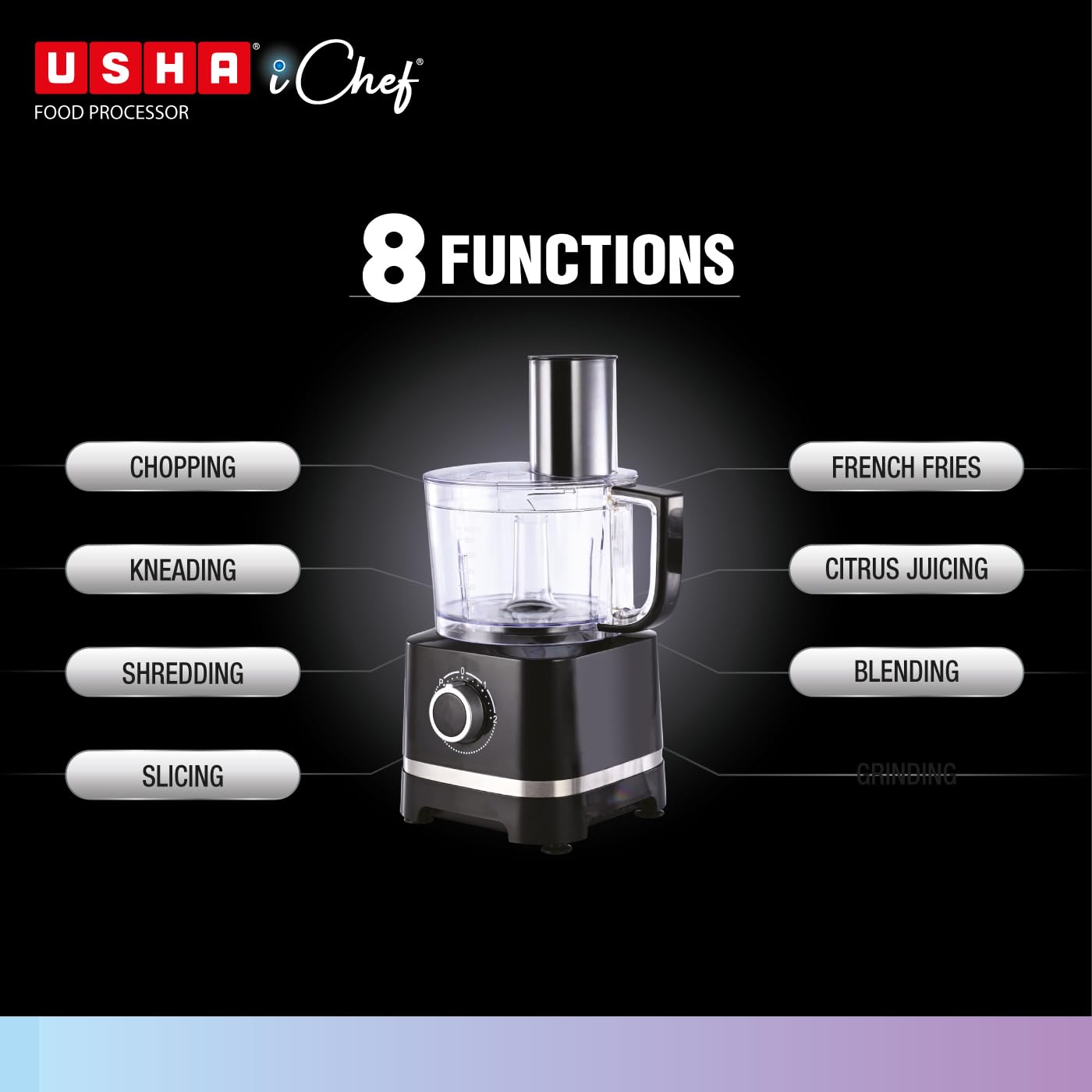 USHA ICHEF FOOD PROCESSOR 800W BLK - Image 4