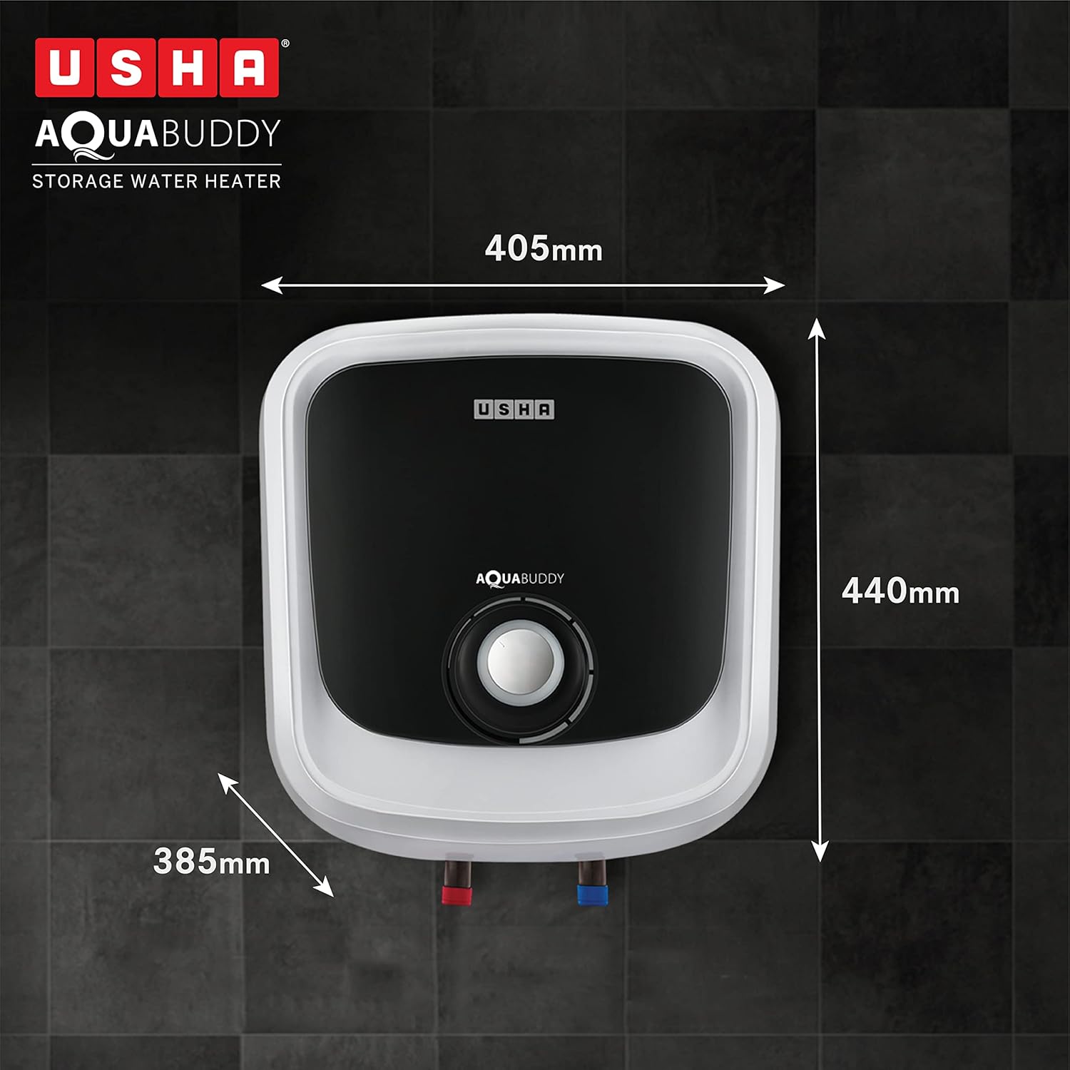 USHA GEYSER SWH AQUABUDDY 15L WHITE BLACK - Image 2