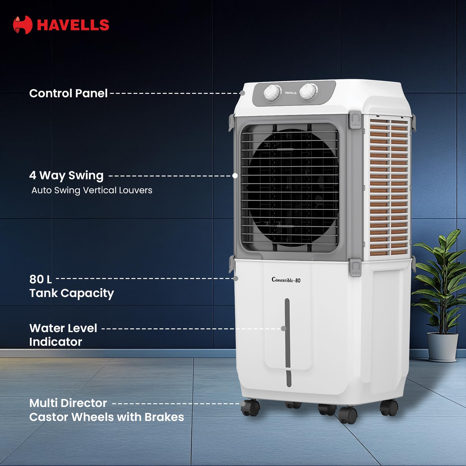HAVELLS AIR COOLER KACE DESERT 80L WHT-GREY - Image 5