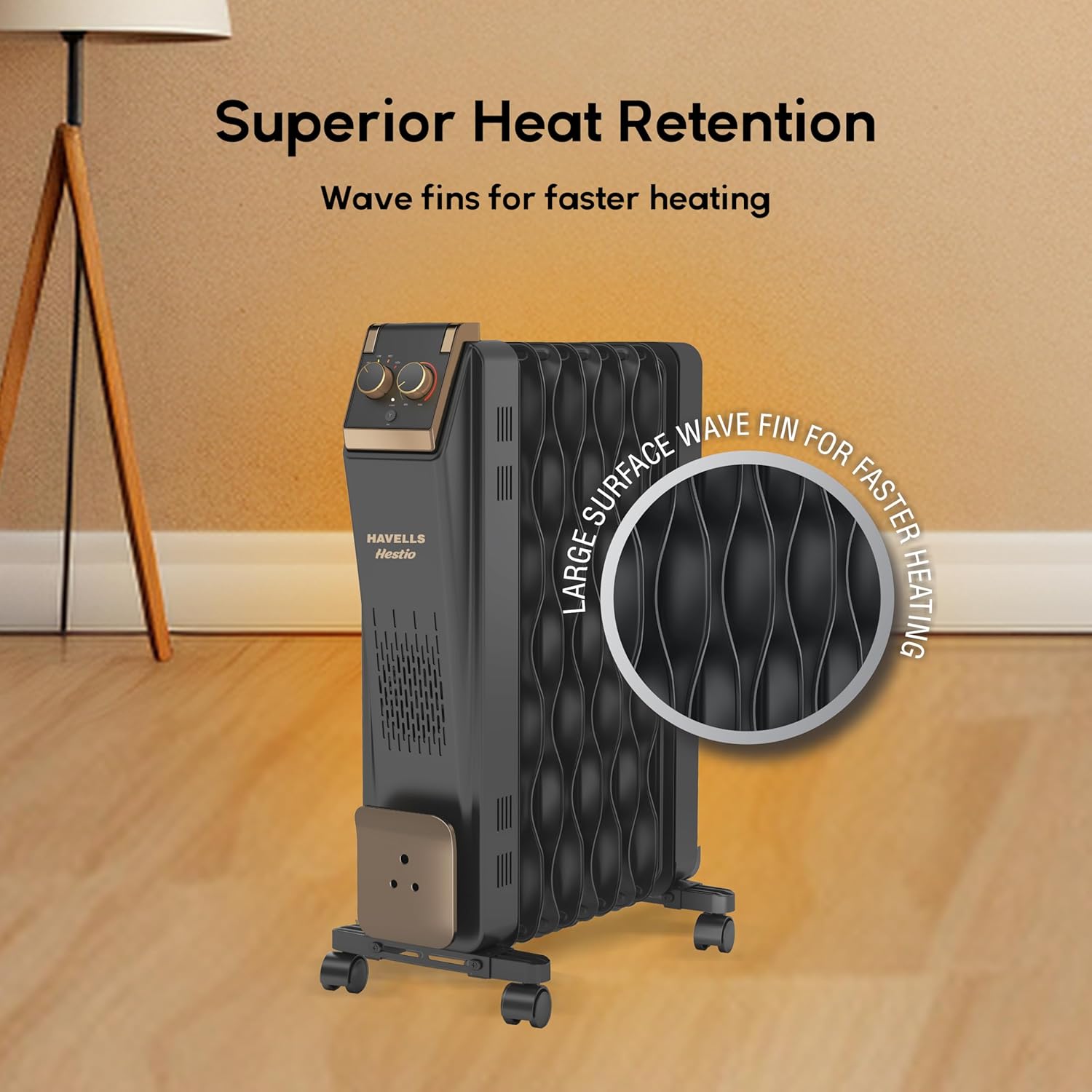 HAVELLS HEATER HESTIO BLK 9 WAVE FIN 2400W - Image 5