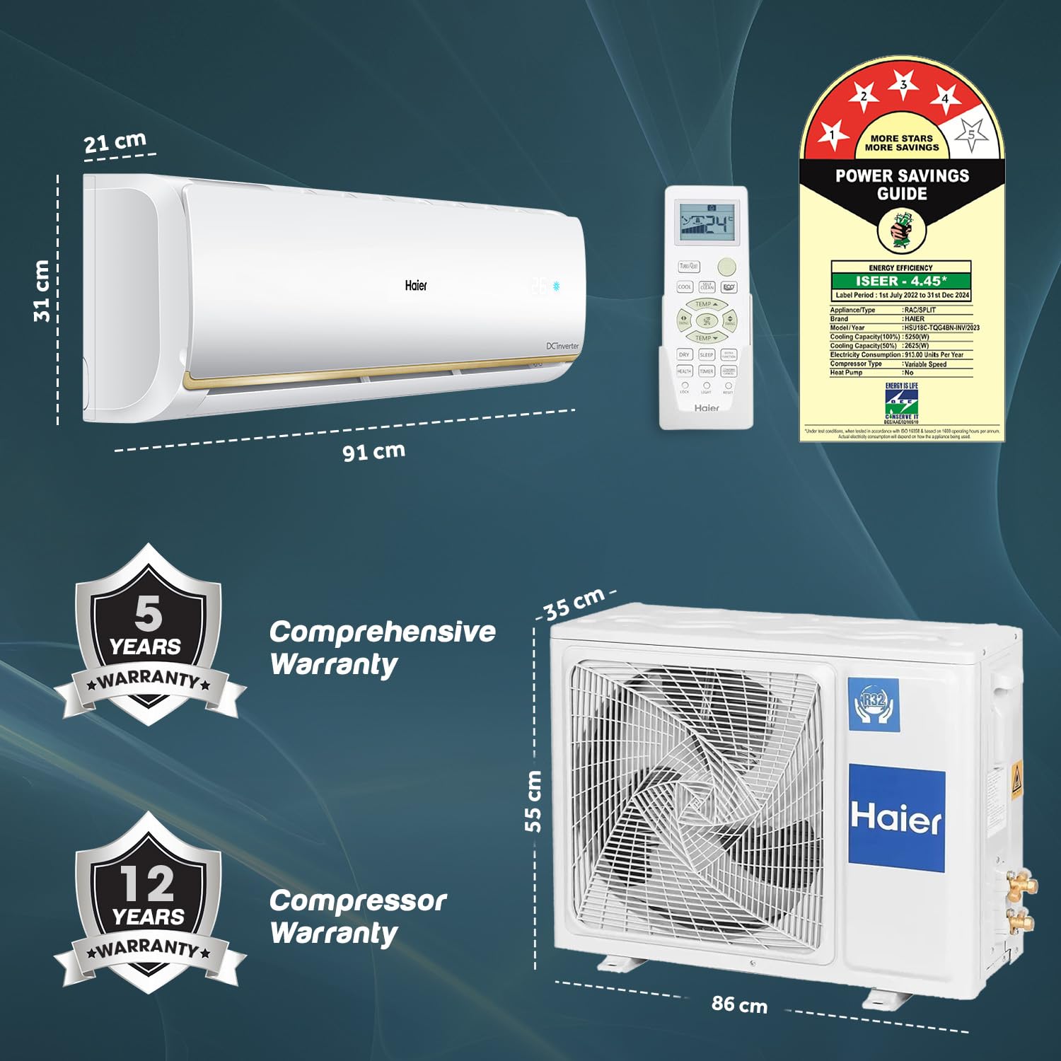HAIER SPLIT AC 1.5T HS18C-TQG4BN-INV I/D - Image 6