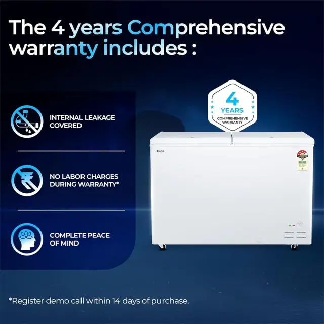 HAIER 320L 4 STAR DOUBLE DOOR DEEP FREEZER HFC-320DPW4 - Image 2