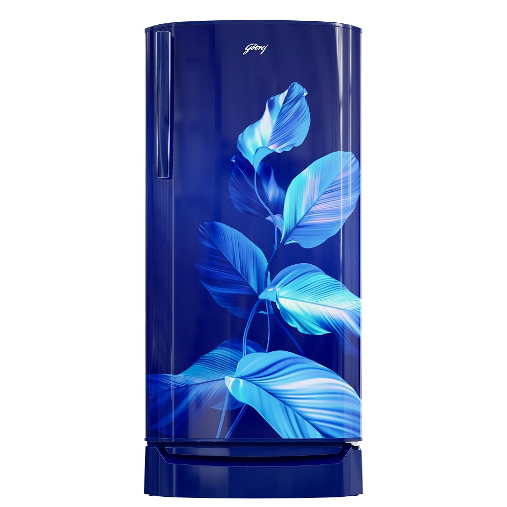 Godrej 205L Frost Free refrigerator with inverter cooling, Farm Fresh Crisper and toughened glass shelves in Lily Blue