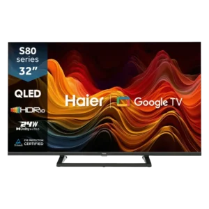 Haier H32S80GFX 32 inch Full HD QLED Google Smart TV with Dolby Audio in black