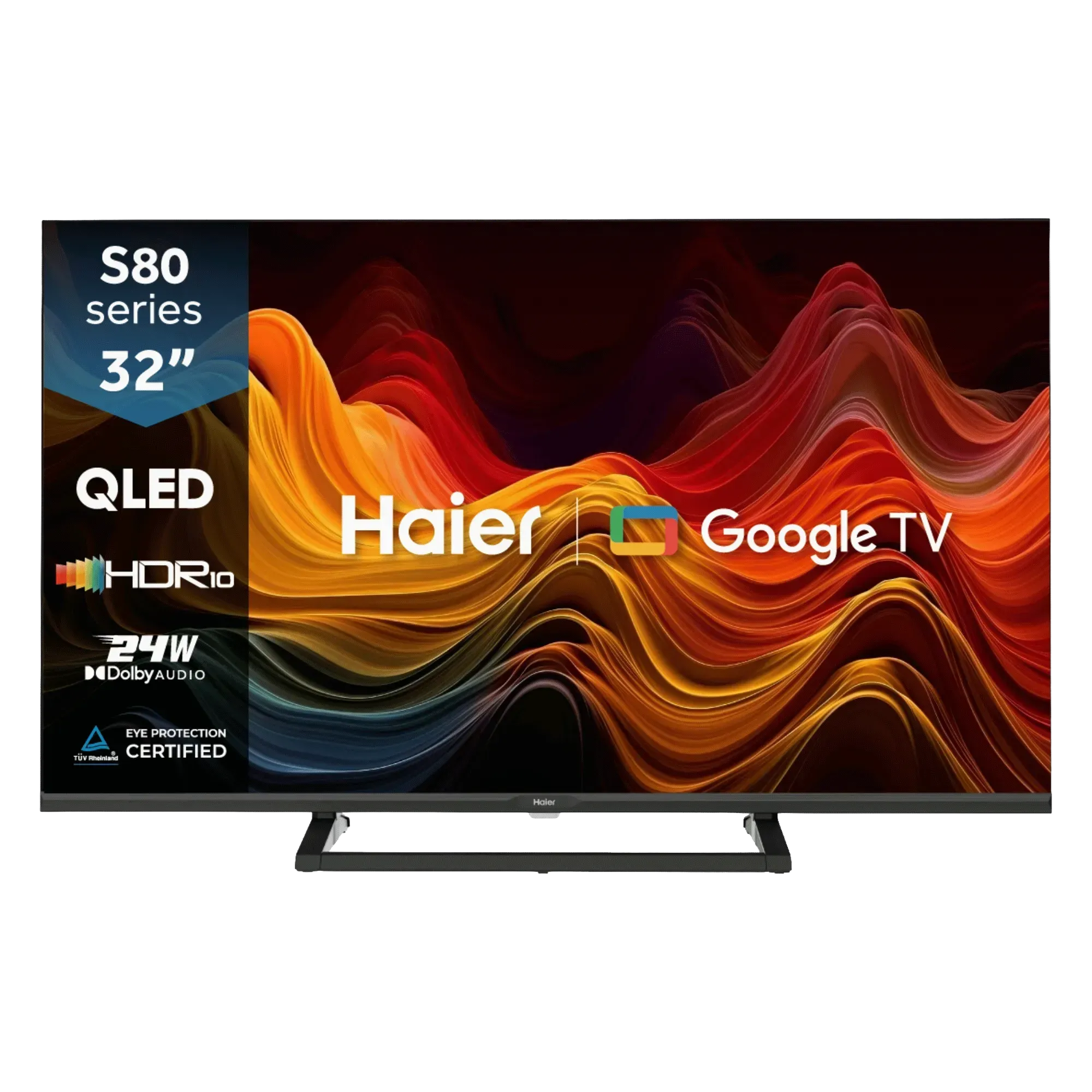 Haier H32S80GFX 32 inch Full HD QLED Google Smart TV with Dolby Audio in black